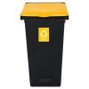 833-01 - Kosz FLAP BIN 75L czarny / pokrywa żółta PLASTIK METAL